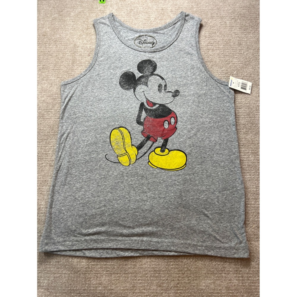 Disney Mickey Mouse Tank Top Womens Medium Gray Graphic Distressed Walmart 2014